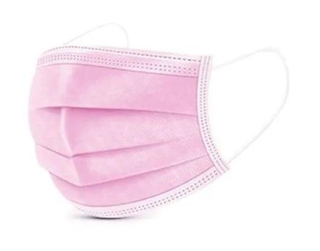 Imagem de Pacote de 50 Máscaras Descartáveis Rosa Tripla Camada De Proteção Facial Com Elástico Clipe Nasal