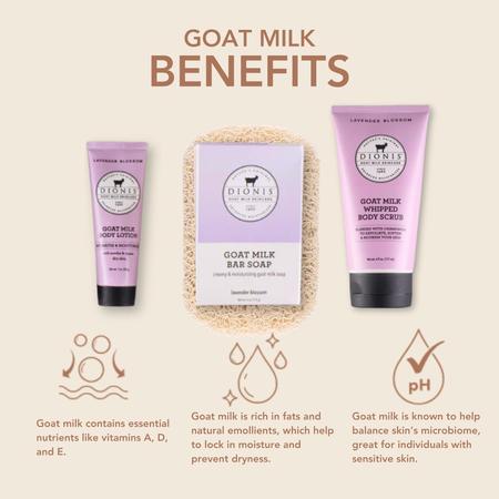Pacote de cuidados corporais Dionis Lavender Blossom Goat Milk Imagem de Pacote de cuidados corporais Dionis Lavender Blossom Goat Milk