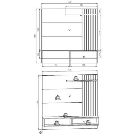 Painel Bancada Suspensa Para TV até 60 Pol. 160cm Ripado Palmas C05 Off White/Nogueira - Mpozenato Imagem de Painel Bancada Suspensa Para TV até 60 Pol. 160cm Ripado Palmas C05 Off White/Nogueira - Mpozenato
