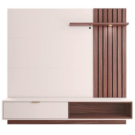 Painel Bancada Suspensa Para TV até 60 Pol. 160cm Ripado Palmas C05 Off White/Nogueira - Mpozenato Imagem de Painel Bancada Suspensa Para TV até 60 Pol. 160cm Ripado Palmas C05 Off White/Nogueira - Mpozenato