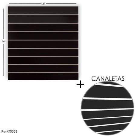 Imagem de Painel Canaletado Preto 0,61 X 0,61 + CANALETA BRANCA