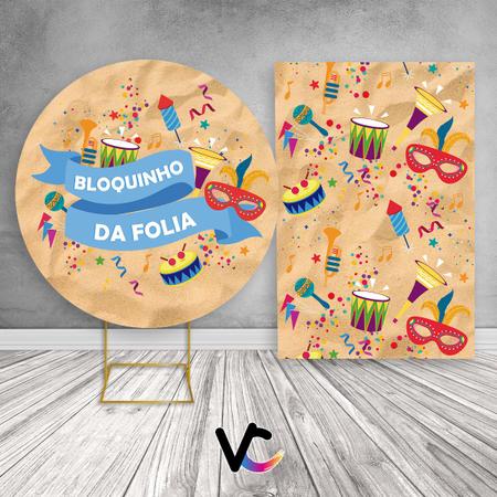 Imagem de Painel De Festa Redondo + Painel Vertical - Carnaval Elementos Bloco da Folia 01
