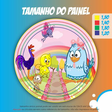 Imagem de Painel de Festa Redondo Tecido Sublimado 3D Galinha Pintadinha