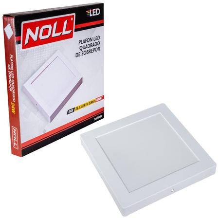 Imagem de Painel de Led Plafon de Sobrepor Quadrado 24W Luz 4000K Branco Neutro 28,1cm Bivolt - NOLL