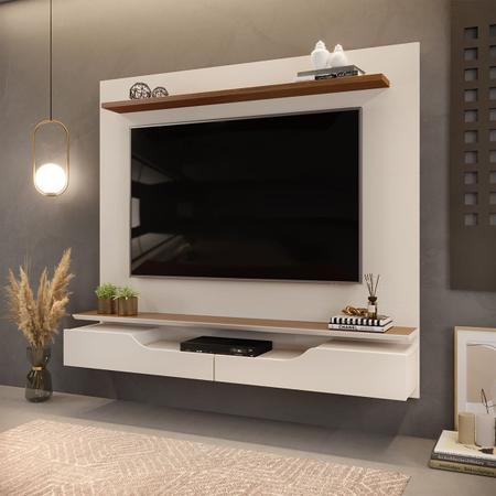 Imagem de Painel de Tv Rack Suspenso Até 60 Polegadas 2 portas Turim Off White - Freijó - ÉdeCasaMóveis