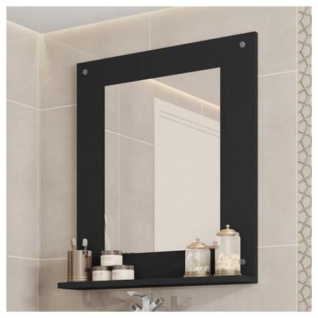 Imagem de Painel Espelho Multifuncional Banheiro Preto Clean Caemmun