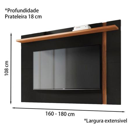 Imagem de Painel Extensivel TV 70 Polegadas Leme Preto Noce Milano CLB