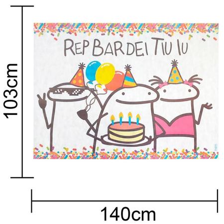 Painel de Festa Retangular Meme Bento Cake Flork Vertical Infantil