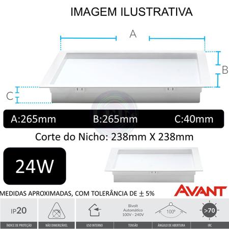 Painel Led Embutir Recuado 24w Comfort Branco Neutro 4000K - Avant Imagem de Painel Led Embutir Recuado 24w Comfort Branco Neutro 4000K