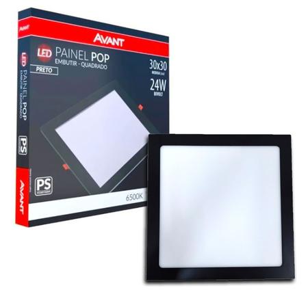 Imagem de Painel Led Plafon Embutir 24w Quadrado Preto 6500K Fria