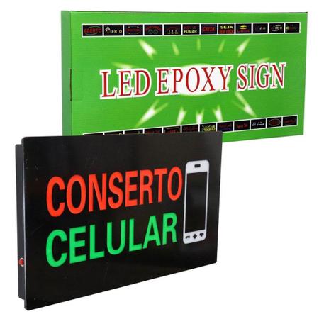 Imagem de Painel Letreiro Luminoso de Led Conserto Celular Le-4004 Lelong Smartphone Pisca Led Alto Brilho