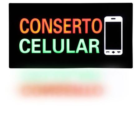 Imagem de Painel Letreiro Luminoso de Led Conserto Celular Le-4004 Lelong Smartphone Pisca Led Alto Brilho