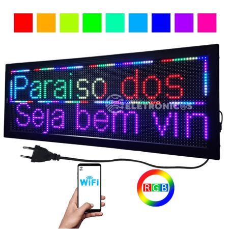 Imagem de Painel Letreiro Luminoso Led 100x40 Wi-fi App Iluminação Bivolt SL1045CP10