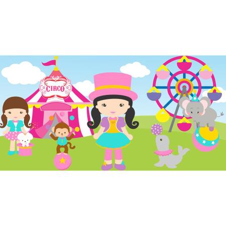 Painel Lona Banner Circo Menina 100X70Cm Festa - Decorando e grudando Imagem de Painel Lona Banner Circo Menina 100X70Cm Festa