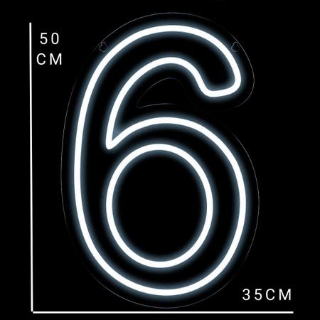 Imagem de Painel Neon Numero Seis 6 Instagram Iluminação Branco 50cm