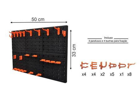 Imagem de Painel Organizador Porta Ferramentas 24 Ganchos Parede Perfurado - A06301 Ajax