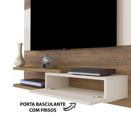 Imagem de Painel Para TV 1 Porta e 3 Prateleiras Artely Monza Pinho com Off White