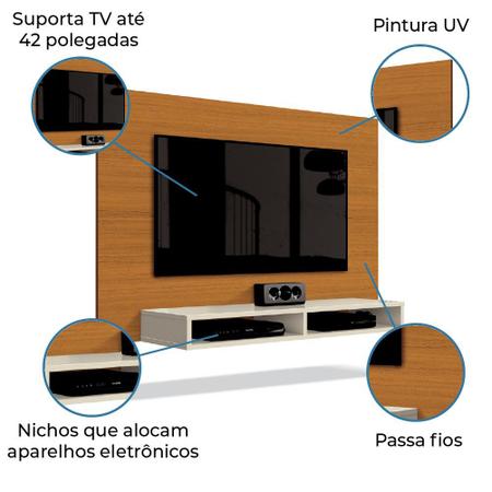 Imagem de Painel Para TV Até 42 Polegadas 1,20m Fox New Cedro/Off White 