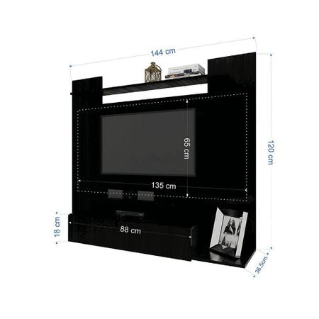 Imagem de Painel para tv até 43 pol. modelo 02 com 01 gaveta e 03 prateleiras - drw móveis - preto