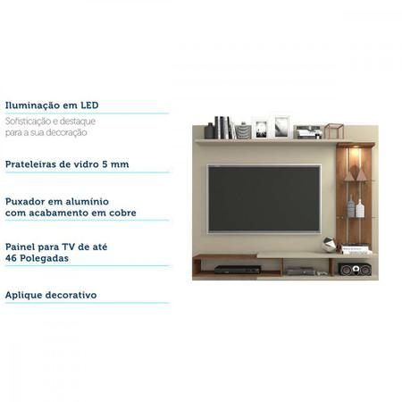 Imagem de Painel para TV até 46 Polegadas com LED e Prateleiras de Vidro Vitória Permobili