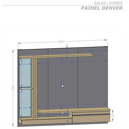 Imagem de Painel para TV até 55 Polegadas com espelho 1 Porta Denver Bechara