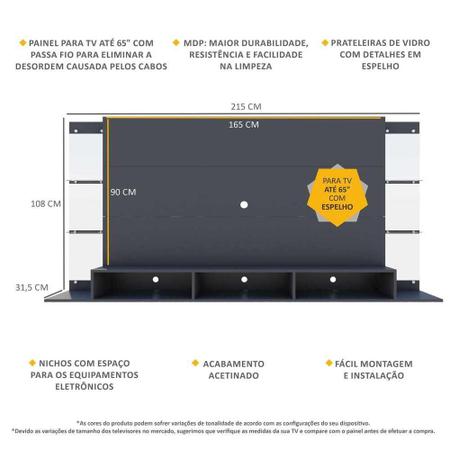 Imagem de Painel para TV até 65" com Espelho Nairóbi Plus Multimóveis Preto