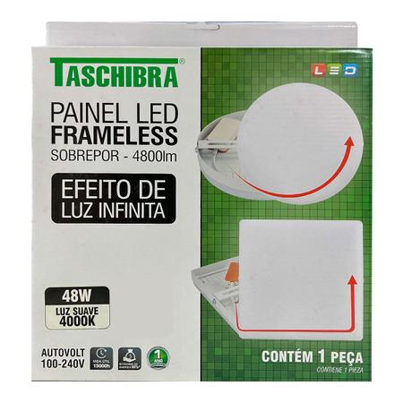 Imagem de Painel Plafon Led Frameless Sobrepor 30X30cm 48W 4000K Efeito de Luz Infinita Autovolt - Taschibra - 0888