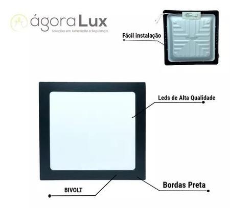 Imagem de Painel Plafon Preto 18w Sobrepor Quadrado Branco Frio 6500k Bivolt 110/220v Luminária Gesso