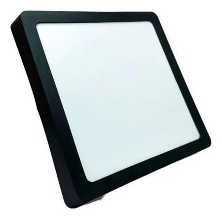 Imagem de Painel Plafon Preto 25w Sobrepor Quadrado Branco Neutro 4000k Bivol 110/220v Luminária Gesso