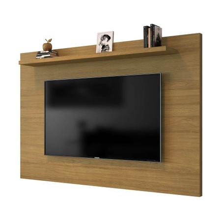Imagem de painel rack de tv 50 polegadas sala 5 prateleiras 1 porta 136 cm altura 63 cm cor marrom e off white