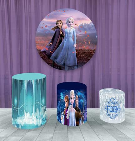 Imagem de Painel Redondo 1,50m E Trio Capa De Cilindro Frozen 4