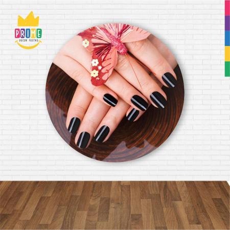 Imagem de Painel Redondo 3D Unhas Manicure Abre Fácil Tecido 1,50M X