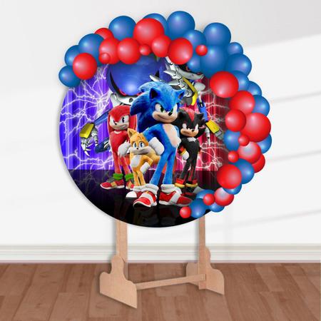 Painel Redondo de Festa Sonic 4 150cm - Tecido com Elástico