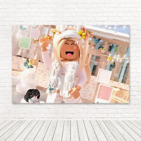 Painel Retangular Roblox Rosa Meninas Sublimado 1,5m x 2,2m