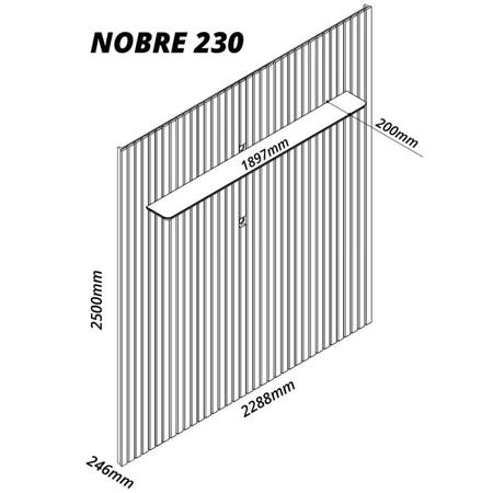 Imagem de Painel Ripado para TV até 75 Polegadas com LED 1 Prateleira Nobre 230cm Gelius Móveis