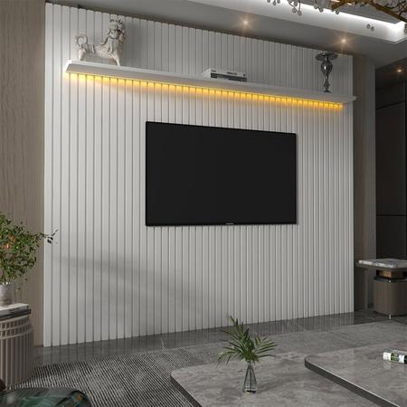 Imagem de Painel Ripado Para TV até 75 Polegadas com LED 1 Prateleira Nobre 230cm Gelius Móveis