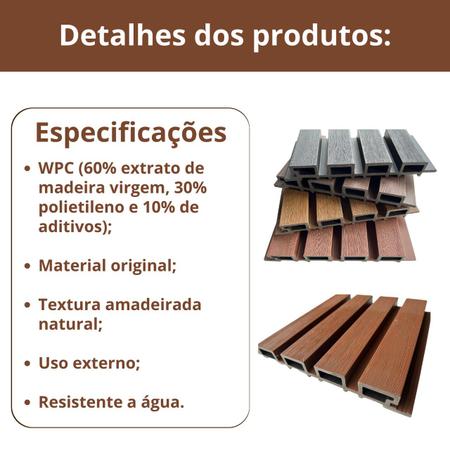 Painel Ripado WPC Externo Varias Cores 2,90m x 20cm (0,58m²) - Woopo Imagem de Painel Ripado WPC Externo Varias Cores 2,90m x 20cm (0,58m²)