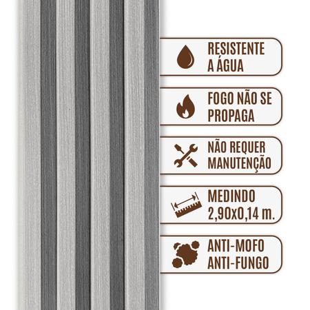 Painel Ripado WPC Interno Wave Cor: Cinza Médio Kit 5 Un - 2,90m x 14cm, 0,43m² - Woopo Imagem de Painel Ripado WPC Interno Wave Cor: Cinza Médio Kit 5 Un - 2,90m x 14cm, 0,43m²