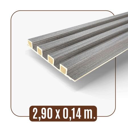 Painel Ripado WPC Interno Wave Cor: Cinza Médio Kit 5 Un - 2,90m x 14cm, 0,43m² - Woopo Imagem de Painel Ripado WPC Interno Wave Cor: Cinza Médio Kit 5 Un - 2,90m x 14cm, 0,43m²