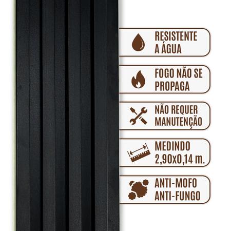 Imagem de Painel Ripado Wpc Interno Wave Cor: Preto 2,90m x 14cm (0,406m²)