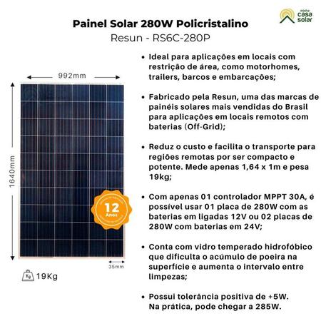 Imagem de Painel Solar Monocristalino 280W Conector Mc4 Cabos