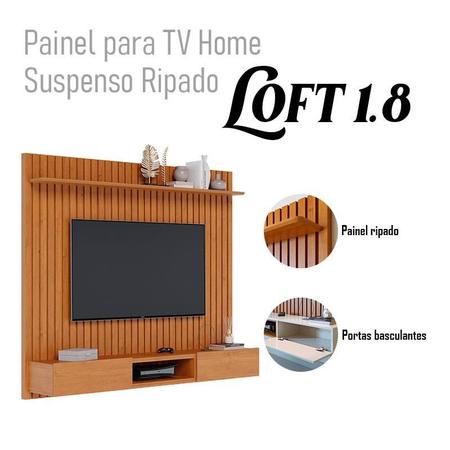 Imagem de Painel Suspenso Loft 1.8 com Mesa de Centro Classic Redonda Nature - Imcal