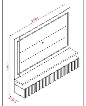 Imagem de Painel Suspenso Para Tv Até 75'' com Rack Led 2 Gavetas Gaia Fendi Naturale - Madetec