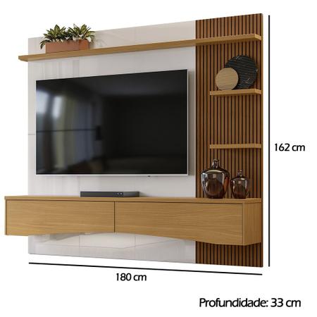 Imagem de Painel TV até 65" Polegadas 2 Gavetas Off White/Tauari Lukaliam Europa 180X162