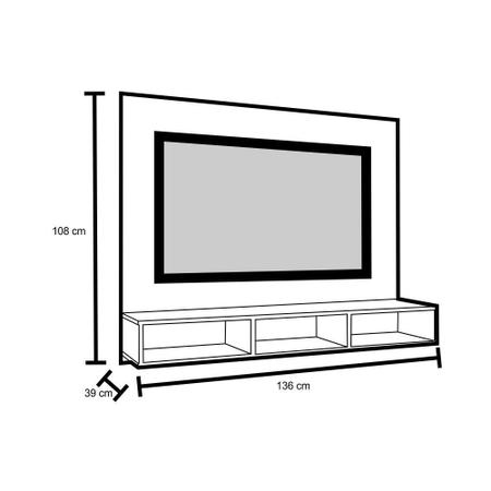 Imagem de Painel TV Bancada Suspensa para TV de até 50 Polegadas Quartzo Branco - Móveis Leão