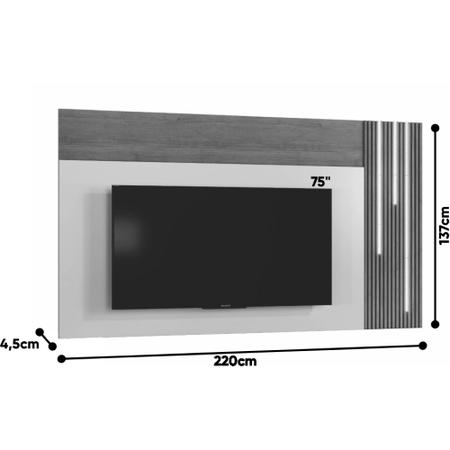 Imagem de Painel Valencia Para Tv 75" Ripado C/Led Cascata