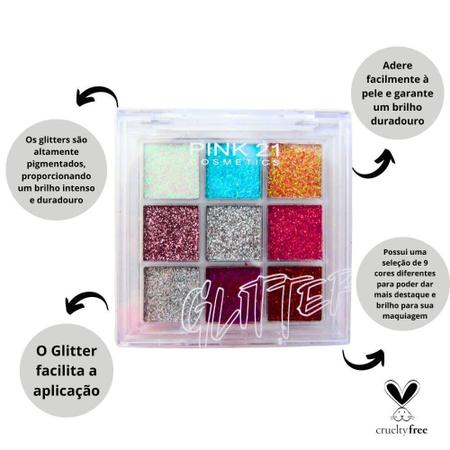 Imagem de Paleta De Glitter Pink 21 Color 1 7,2G