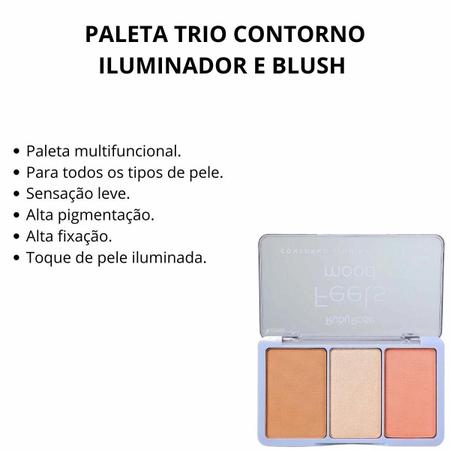 Imagem de Paleta Trio Contorno Iluminador e Blush Ruby Rose Feels Mood T30 L40 B100 - 13.2g Hb-7526