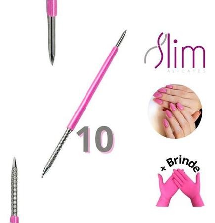 Imagem de Palito De Aço Inox Slim Cutelaria Rosa Esterilizável 10un