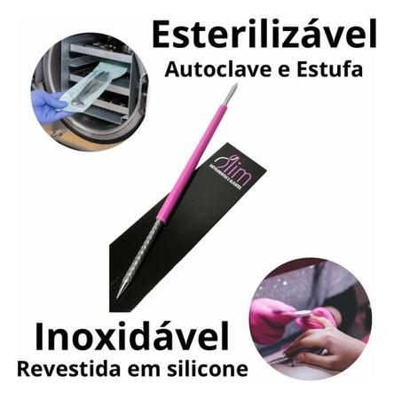 Imagem de Palito De Aço Inox Slim Cutelaria Rosa Esterilizável 10un